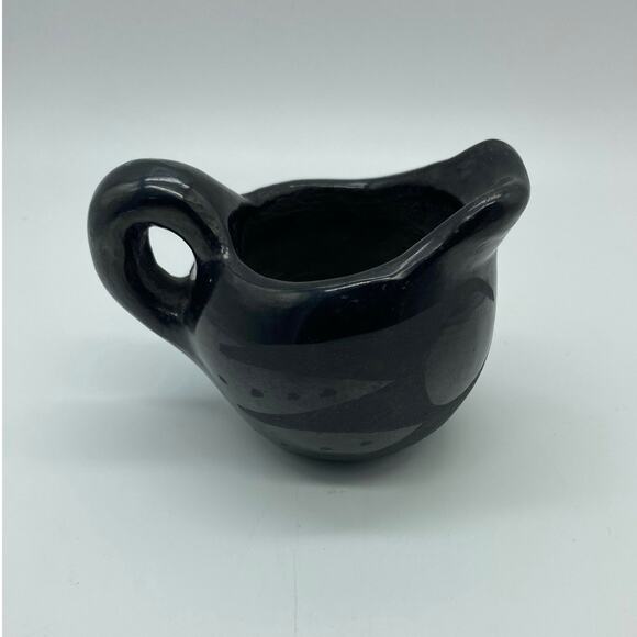 Vintage Santa Clara Black on Black Art Pottery small pitcher unsigned - Picture 2 of 8